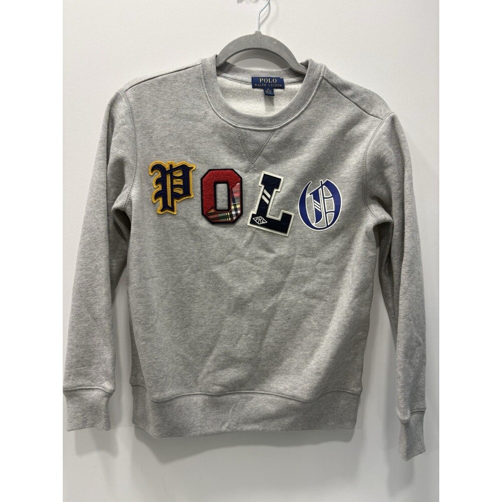 polo ralph lauren boys Large 10/12 applique logo crewneck sweatshirt patches